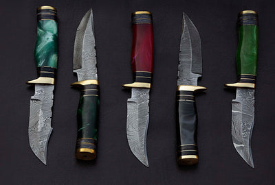 Damascus steel skinning knives lot with Sheath, Damascus knife deal - Troy Blades