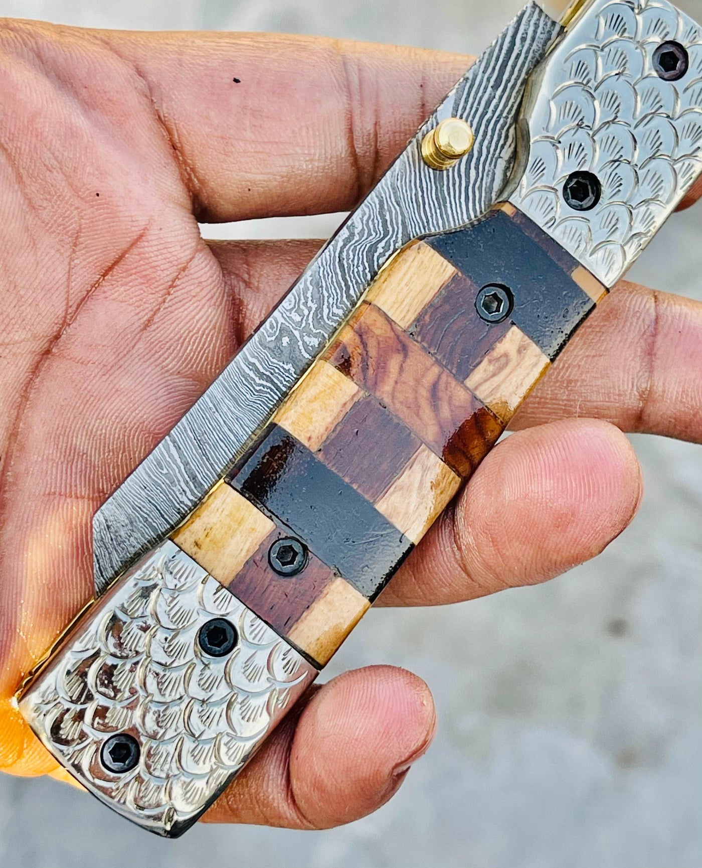 Christmas Gift Beautiful Custom Handmade Damascus Folding knife 40 - Troy Blades