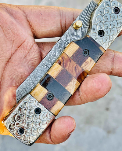 Christmas Gift Beautiful Custom Handmade Damascus Folding knife 40 - Troy Blades