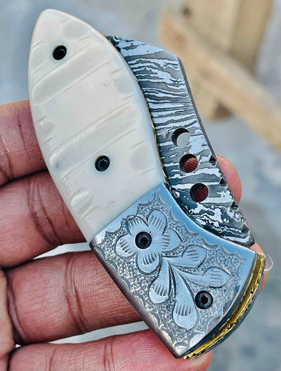 Christmas Gift Beautiful Custom Handmade Damascus Folding knife45 - Troy Blades