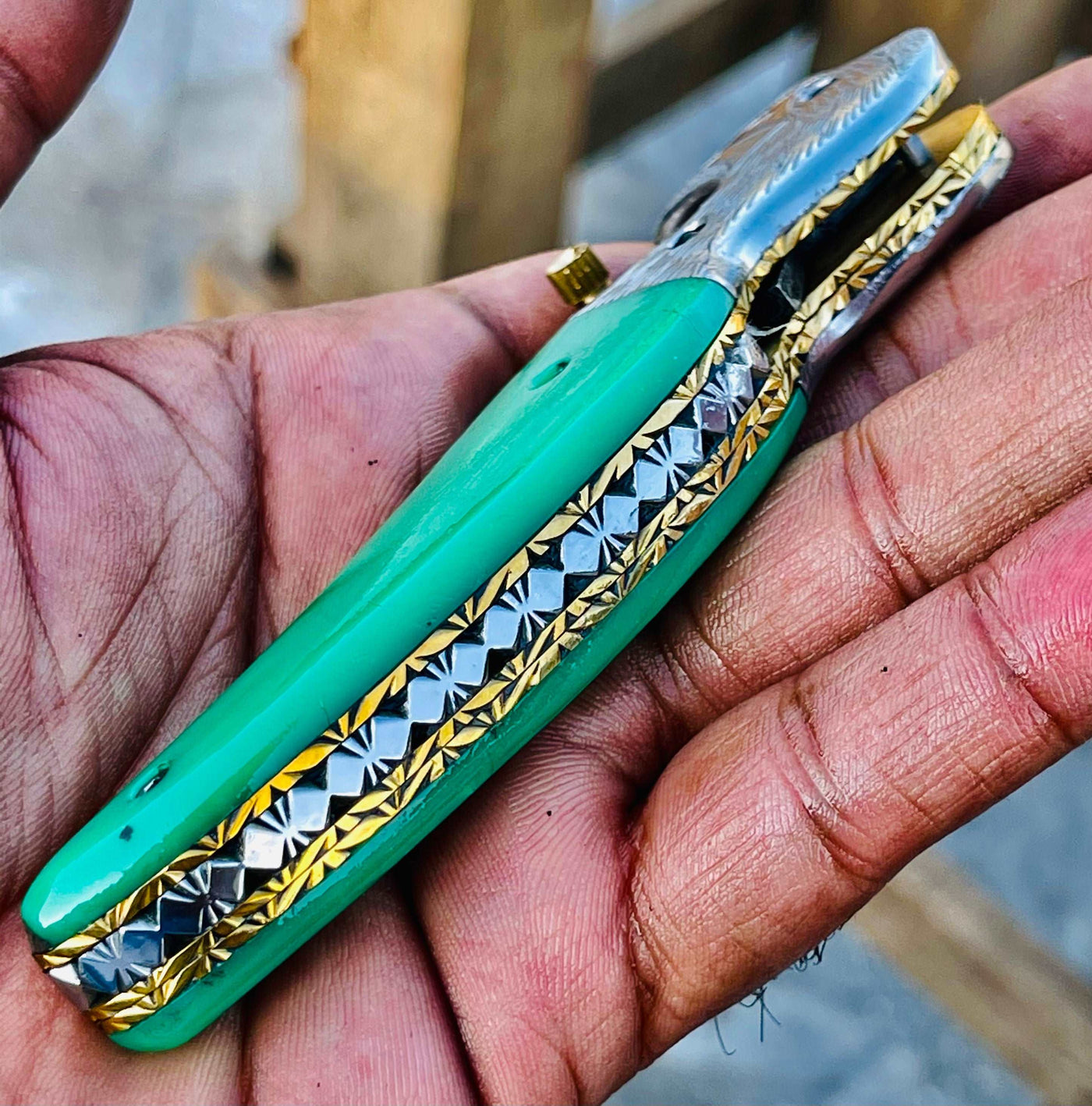 Christmas Gift Beautiful Custom Handmade Damascus Folding knife #37 - Troy Blades