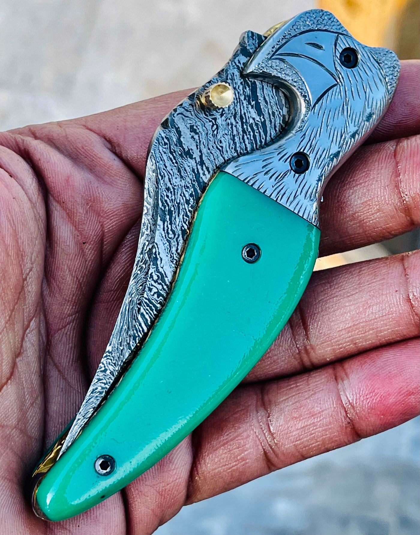 Christmas Gift Beautiful Custom Handmade Damascus Folding knife #37 - Troy Blades