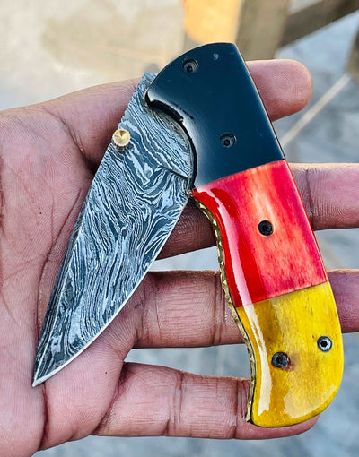 Christmas Gift Beautiful Custom Handmade Damascus Folding knife 34 - Troy Blades