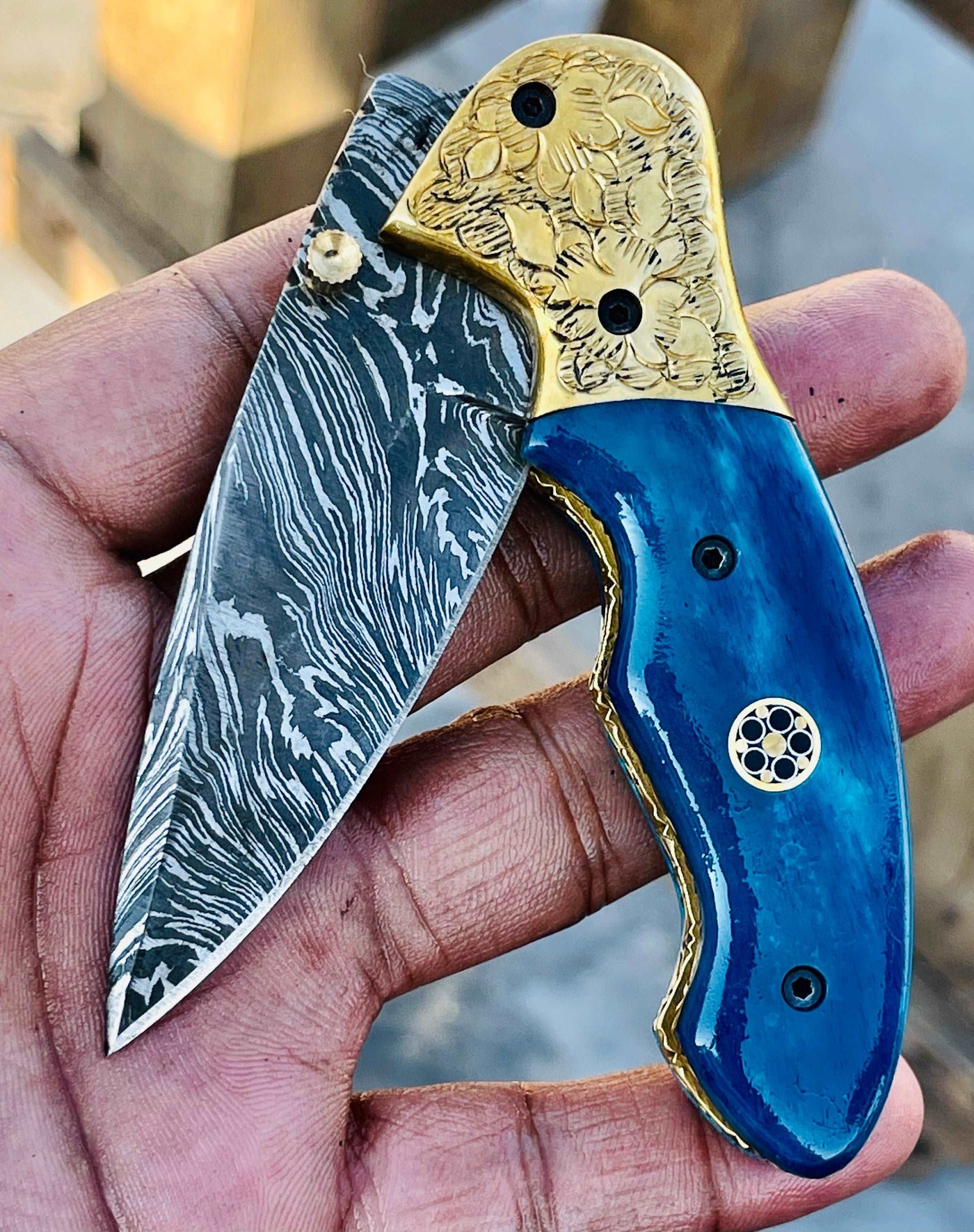 Christmas Gift Beautiful Custom Handmade Damascus Folding knife 29 - Troy Blades