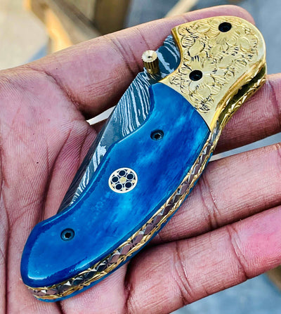 Christmas Gift Beautiful Custom Handmade Damascus Folding knife 29 - Troy Blades