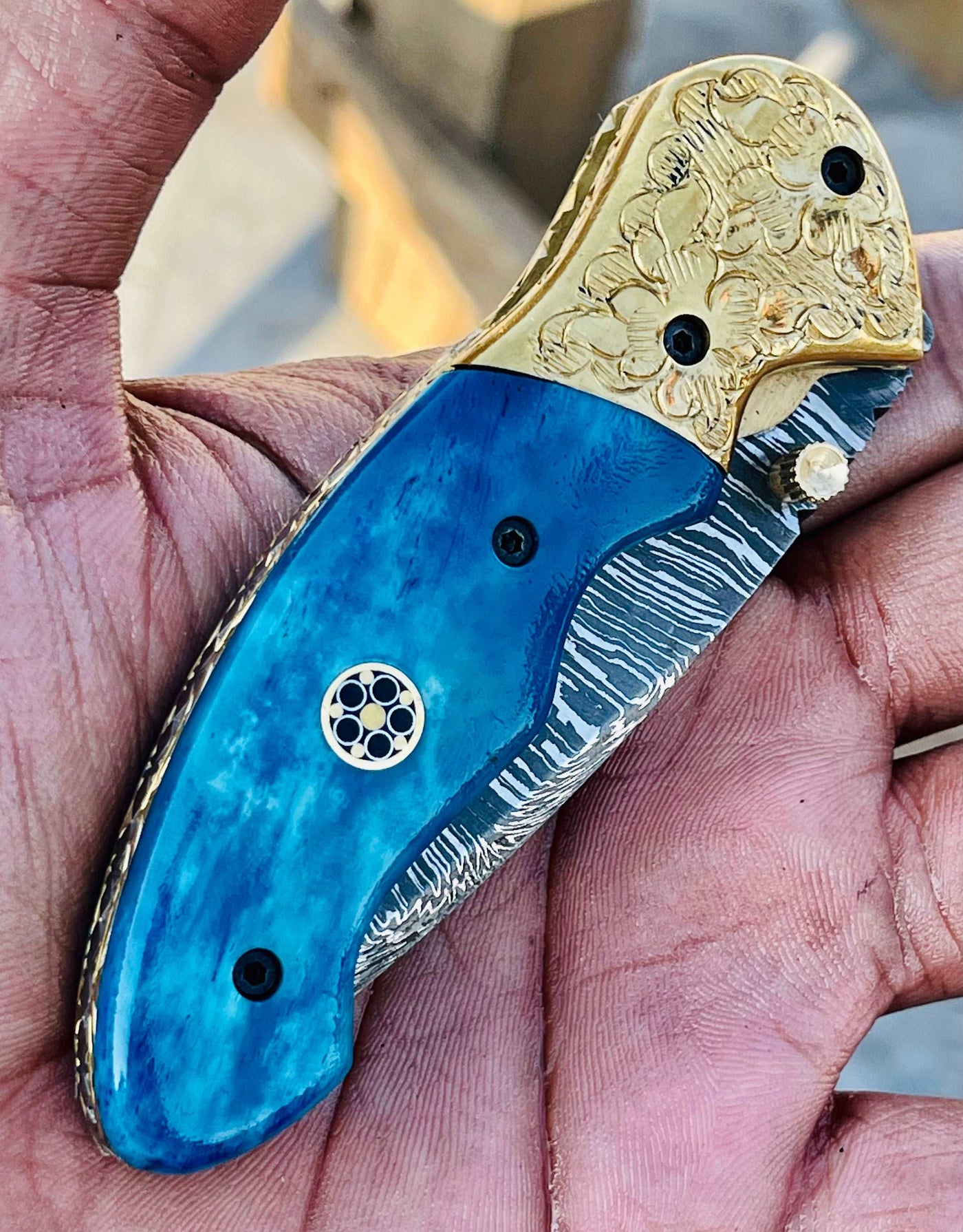 Christmas Gift Beautiful Custom Handmade Damascus Folding knife 29 - Troy Blades