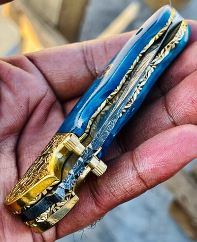 Christmas Gift Beautiful Custom Handmade Damascus Folding knife 29 - Troy Blades