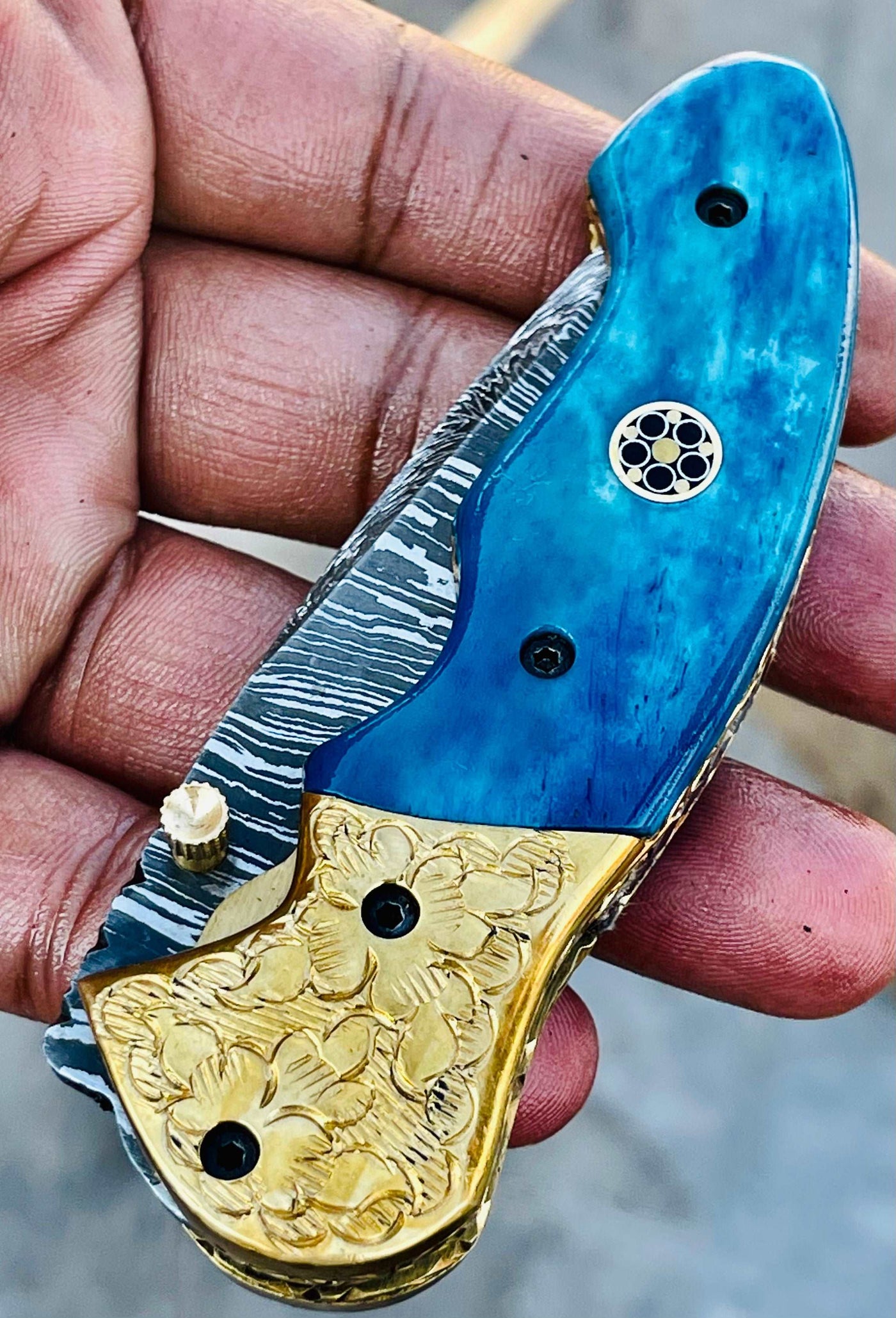 Christmas Gift Beautiful Custom Handmade Damascus Folding knife 29 - Troy Blades