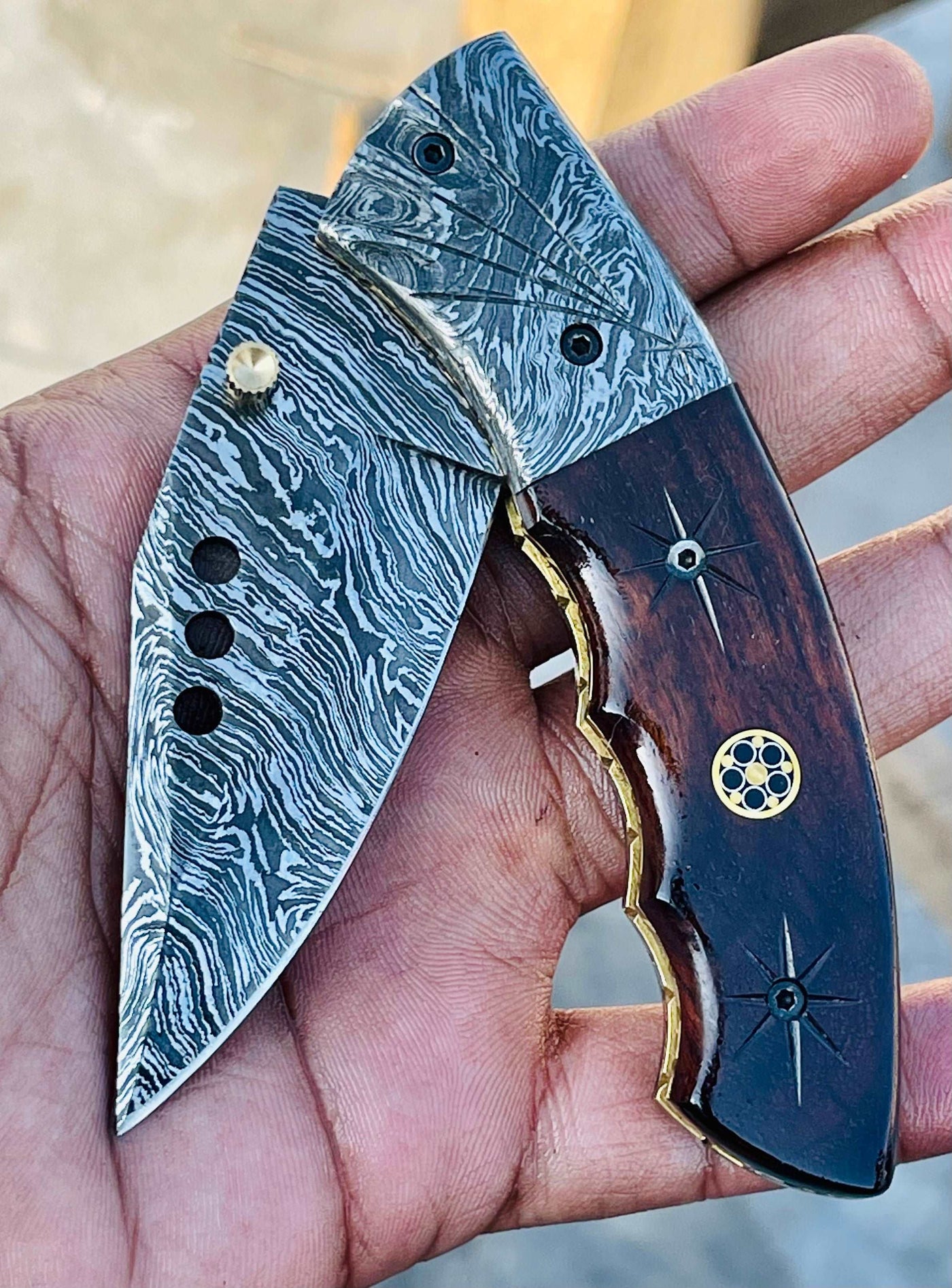 Christmas Gift Beautiful Custom Handmade Damascus Folding knife 28 - Troy Blades