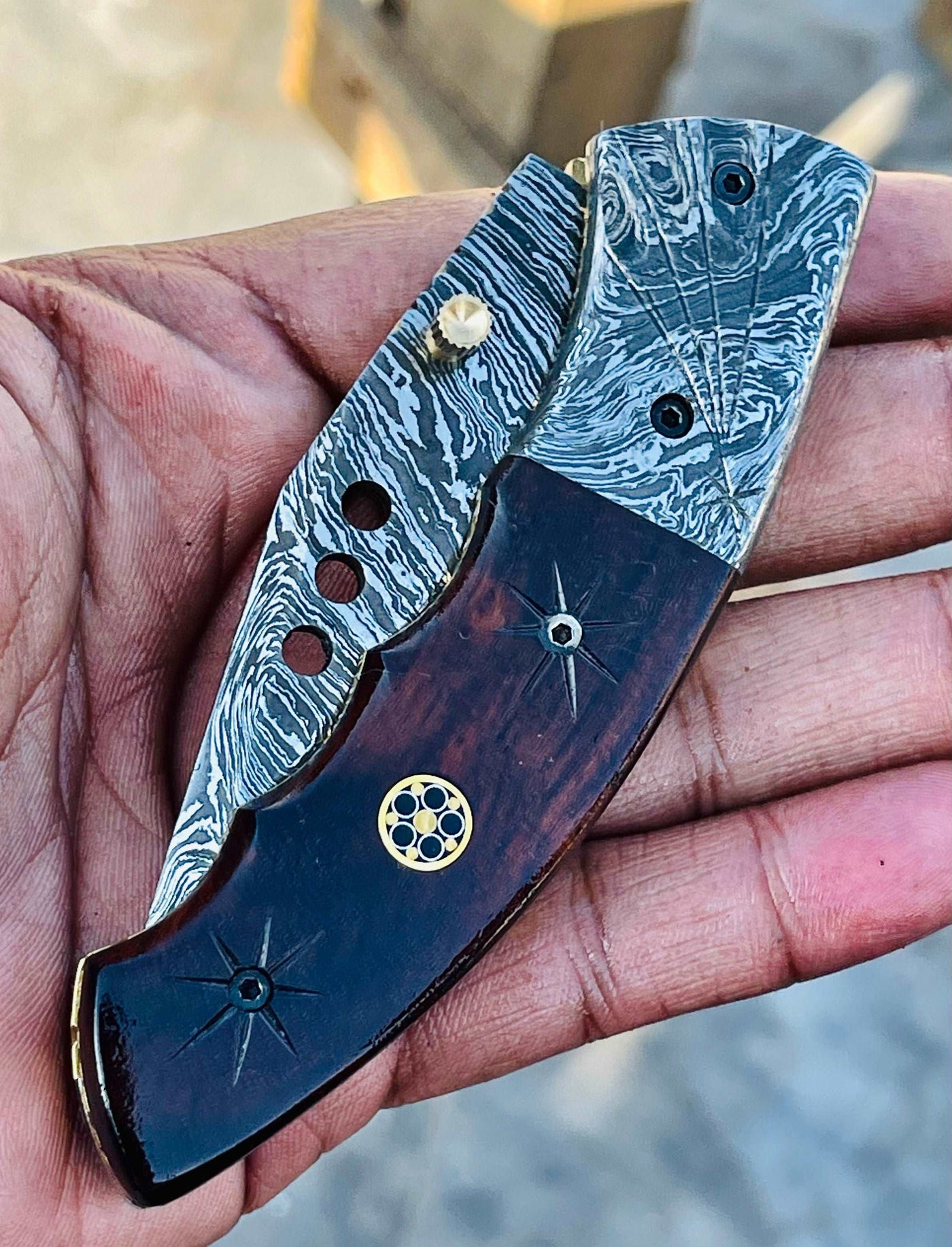 Christmas Gift Beautiful Custom Handmade Damascus Folding knife 28 - Troy Blades