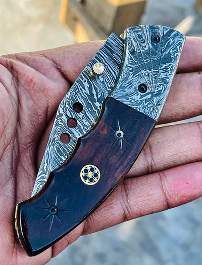 Christmas Gift Beautiful Custom Handmade Damascus Folding knife 28 - Troy Blades