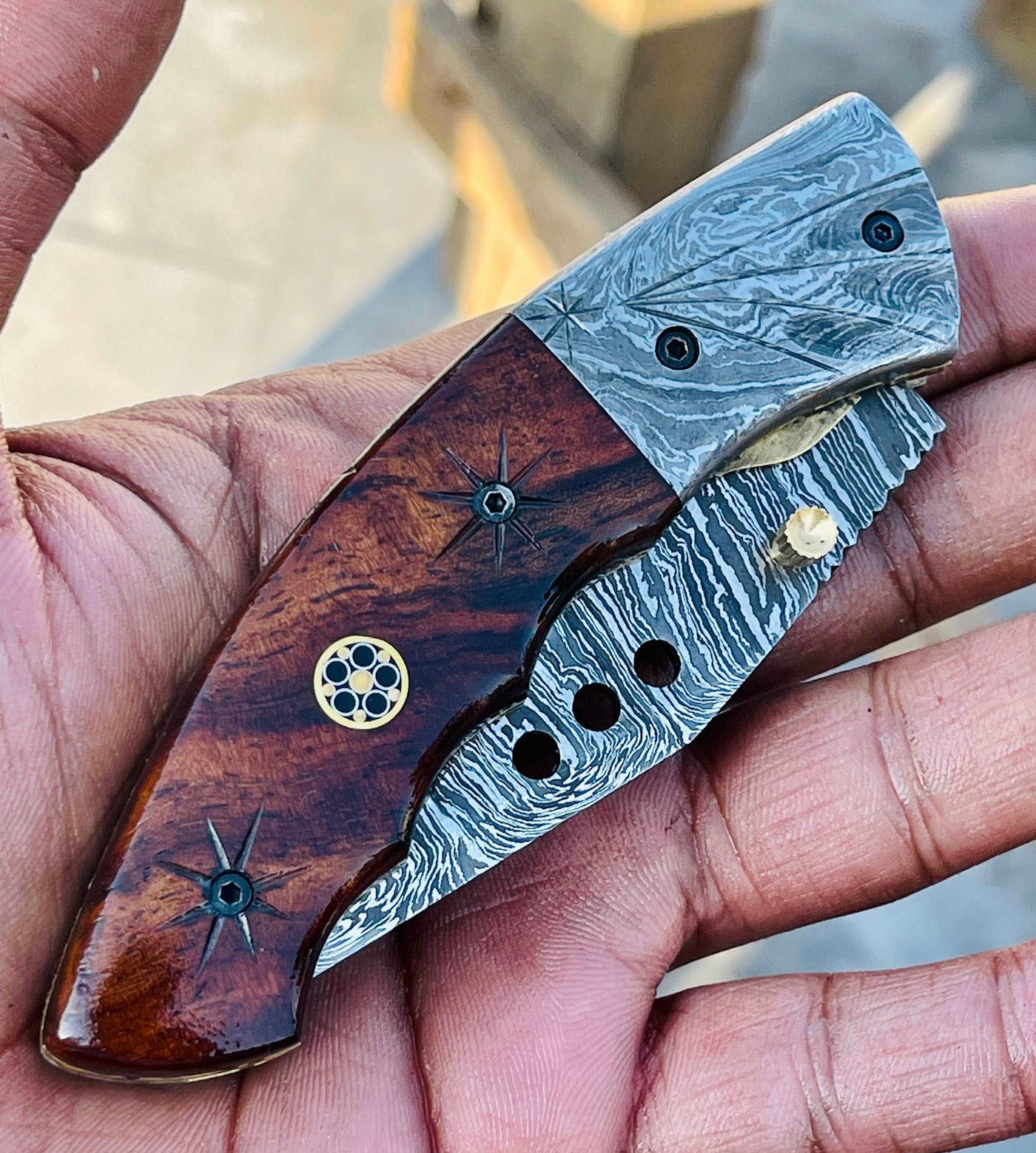 Christmas Gift Beautiful Custom Handmade Damascus Folding knife 28 - Troy Blades