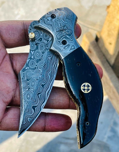 Christmas Gift Beautiful Custom Handmade Damascus Folding knife24 - Troy Blades