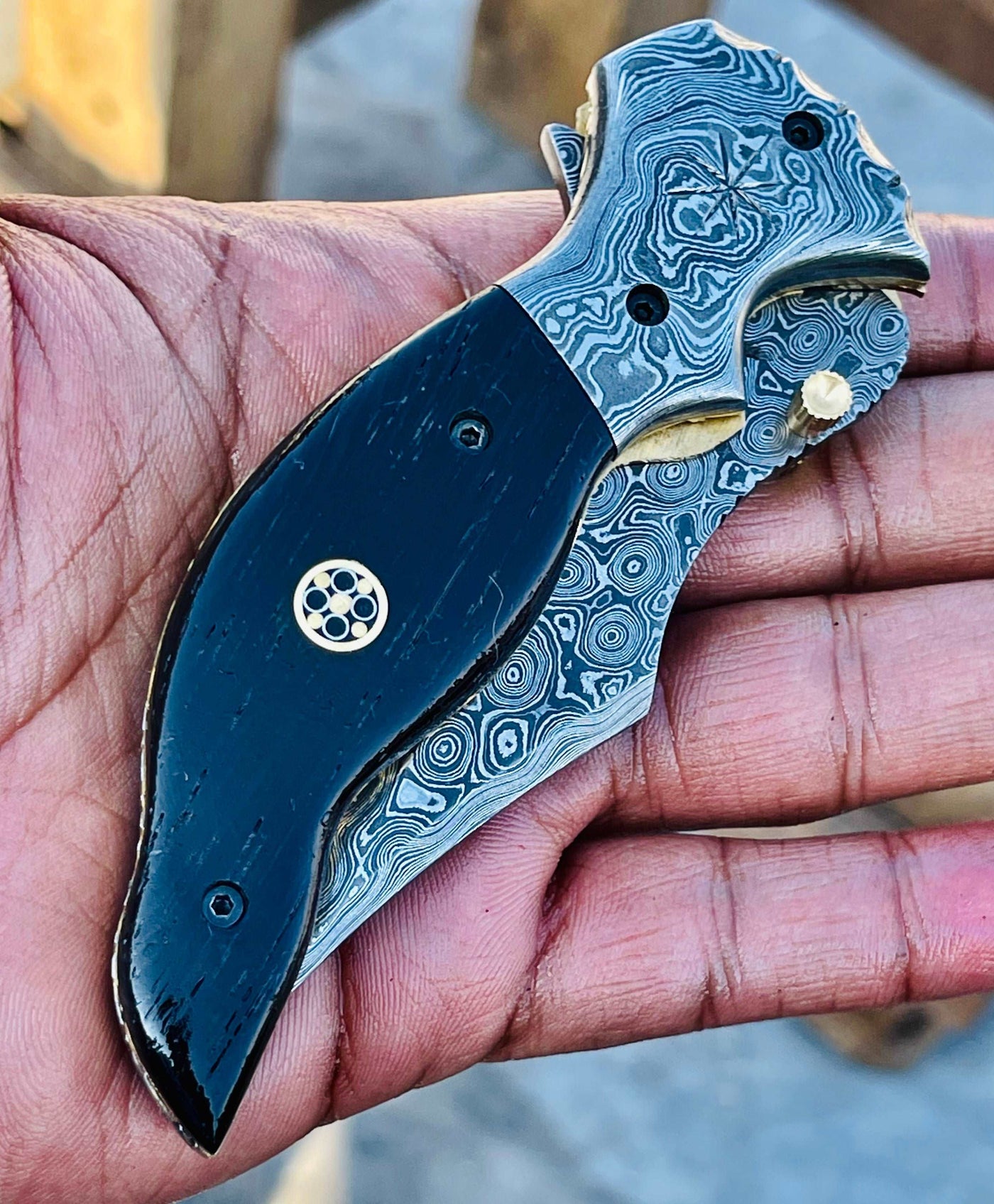 Christmas Gift Beautiful Custom Handmade Damascus Folding knife24 - Troy Blades