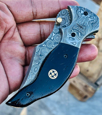 Christmas Gift Beautiful Custom Handmade Damascus Folding knife24 - Troy Blades