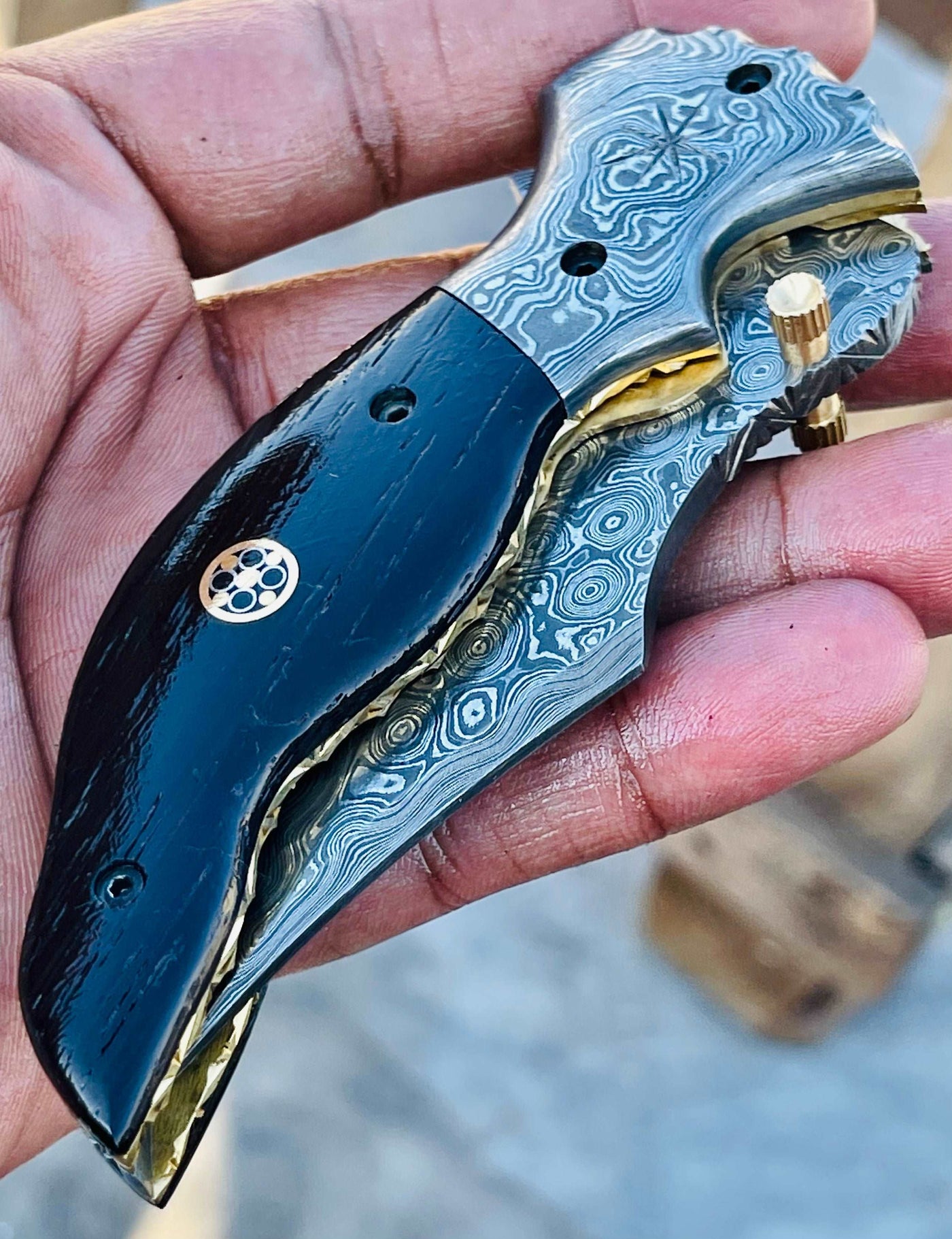 Christmas Gift Beautiful Custom Handmade Damascus Folding knife24 - Troy Blades