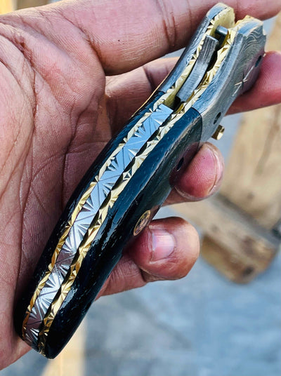 Christmas Gift Beautiful Custom Handmade Damascus Folding knife24 - Troy Blades