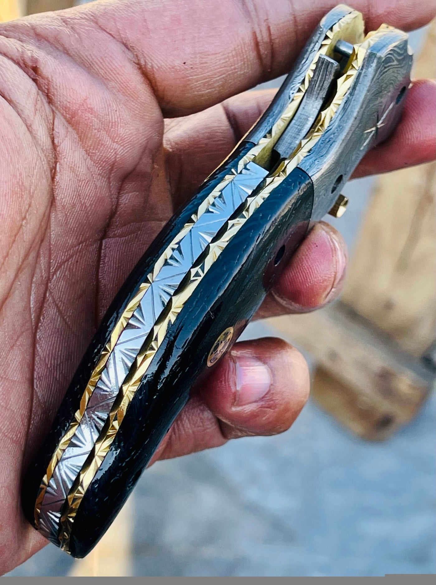 Christmas Gift Beautiful Custom Handmade Damascus Folding knife24 - Troy Blades