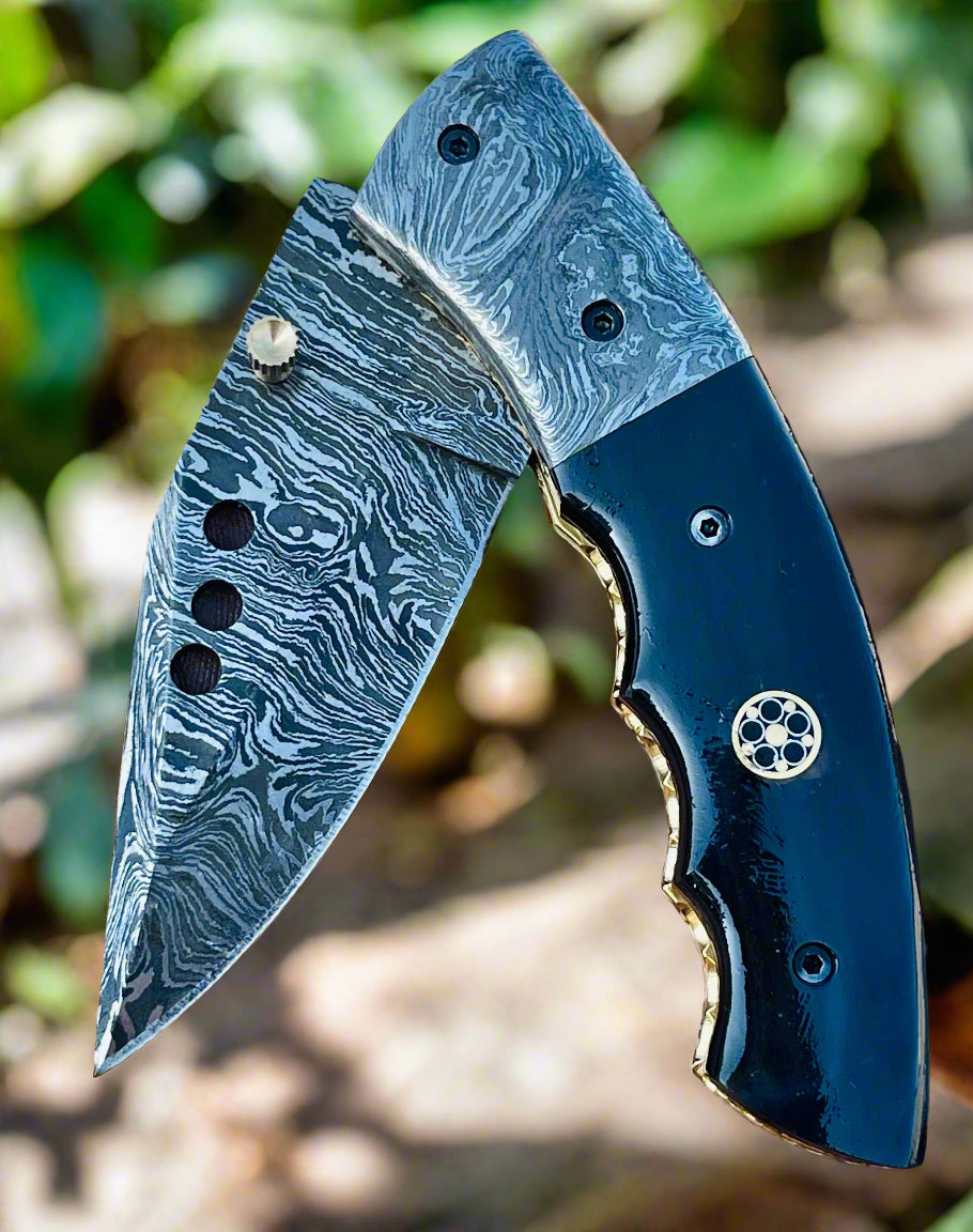 Christmas Gift Beautiful Custom Handmade Damascus Folding knife22 - Troy Blades