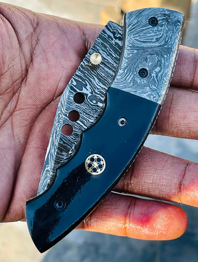 Christmas Gift Beautiful Custom Handmade Damascus Folding knife22 - Troy Blades