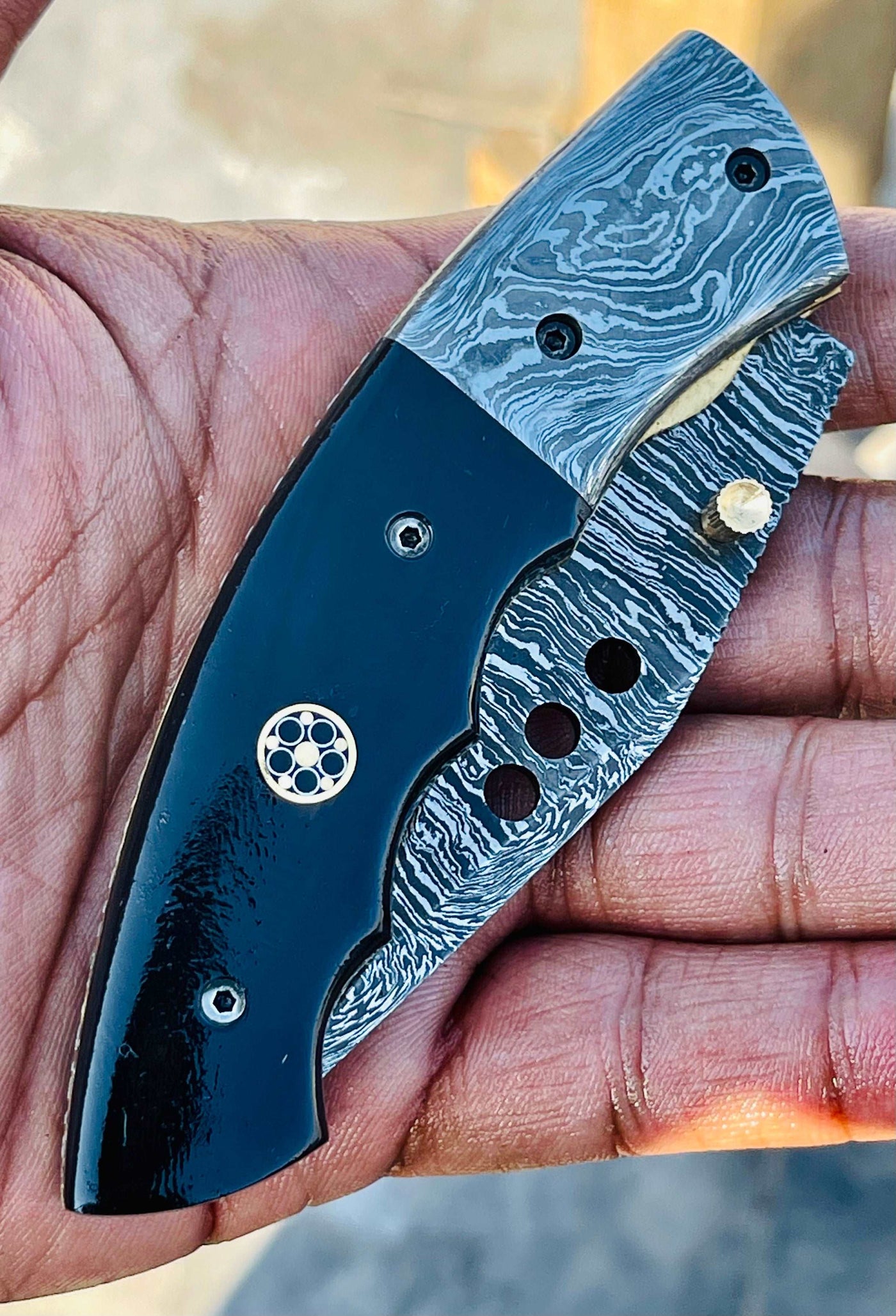 Christmas Gift Beautiful Custom Handmade Damascus Folding knife22 - Troy Blades