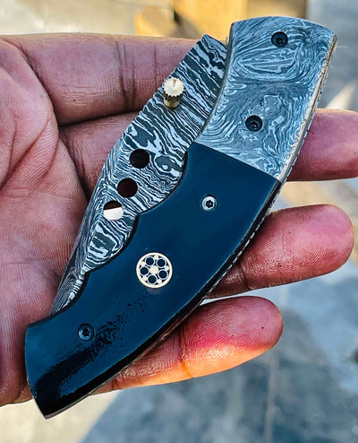 Christmas Gift Beautiful Custom Handmade Damascus Folding knife22 - Troy Blades