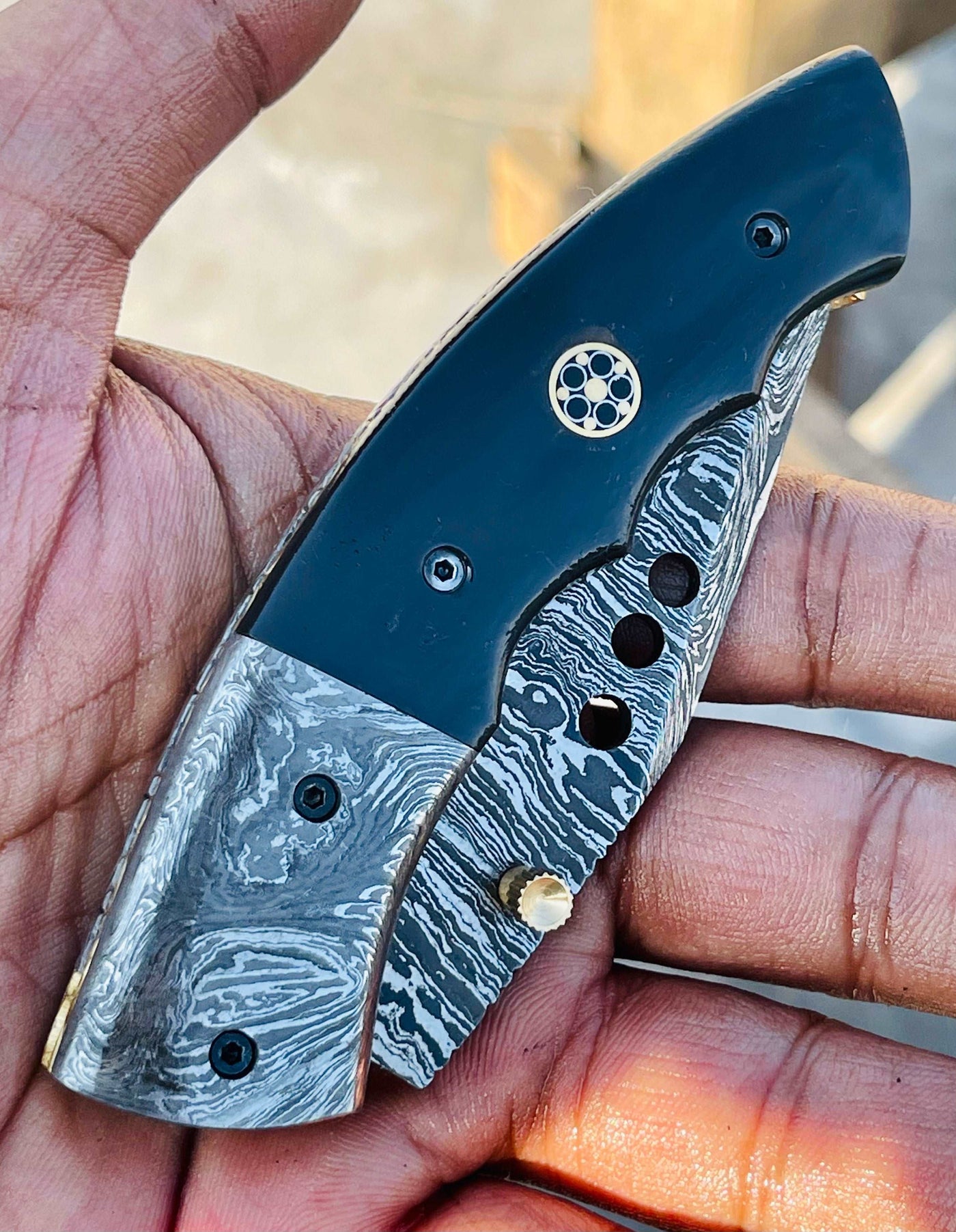 Christmas Gift Beautiful Custom Handmade Damascus Folding knife22 - Troy Blades