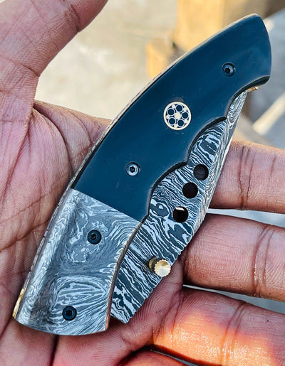 Christmas Gift Beautiful Custom Handmade Damascus Folding knife22 - Troy Blades