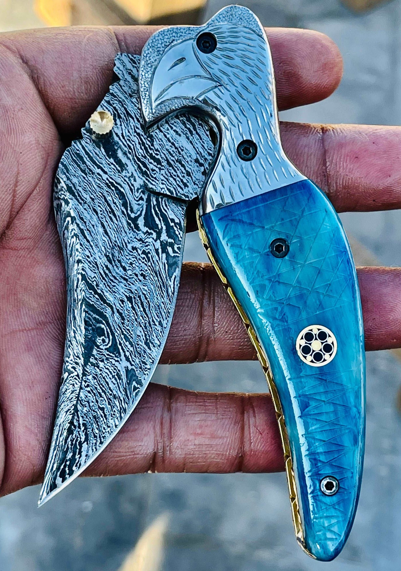 Christmas Gift Beautiful Custom Handmade Damascus Folding knife20 - Troy Blades