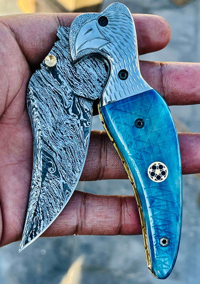 Christmas Gift Beautiful Custom Handmade Damascus Folding knife20 - Troy Blades