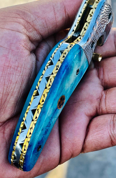 Christmas Gift Beautiful Custom Handmade Damascus Folding knife20 - Troy Blades