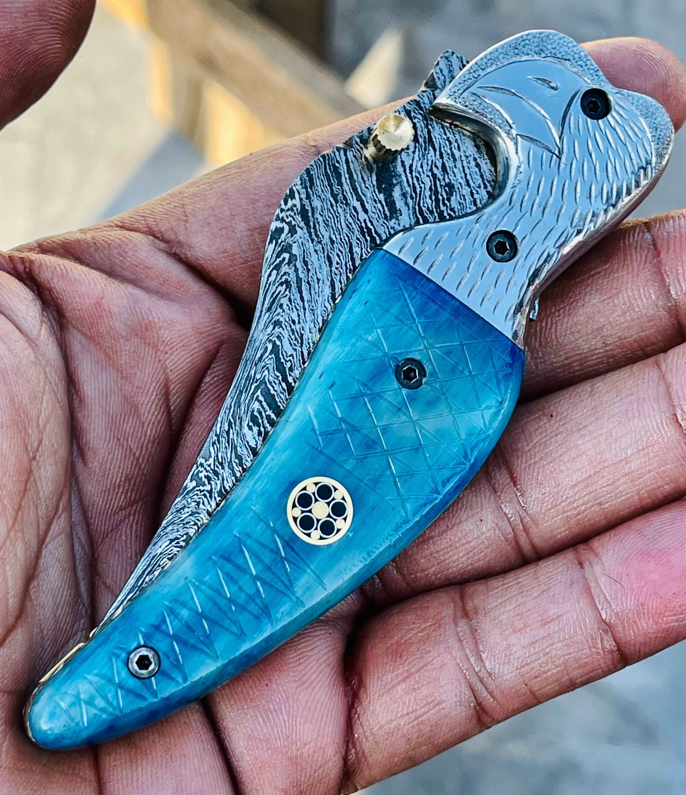 Christmas Gift Beautiful Custom Handmade Damascus Folding knife20 - Troy Blades