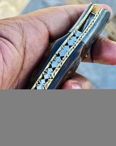 Christmas Gift Beautiful Custom Handmade Damascus Folding knife18 - Troy Blades