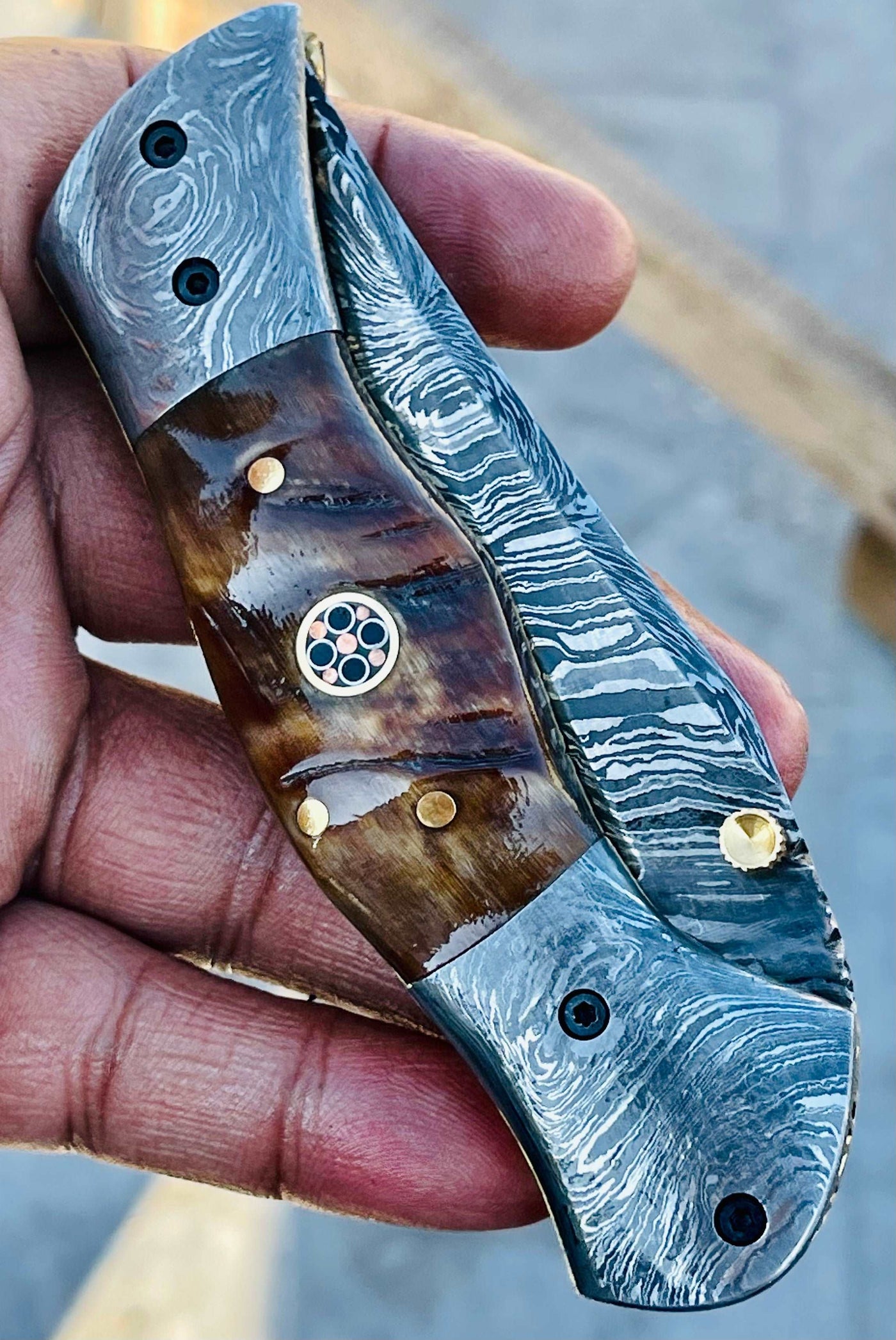 Christmas Gift Beautiful Custom Handmade Damascus Folding knife18 - Troy Blades