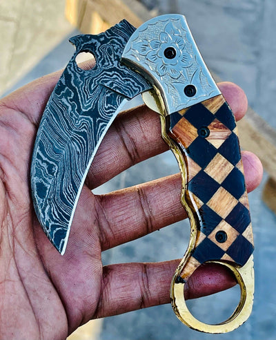 Christmas Gift Beautiful Custom Handmade Damascus Folding knife16 - Troy Blades