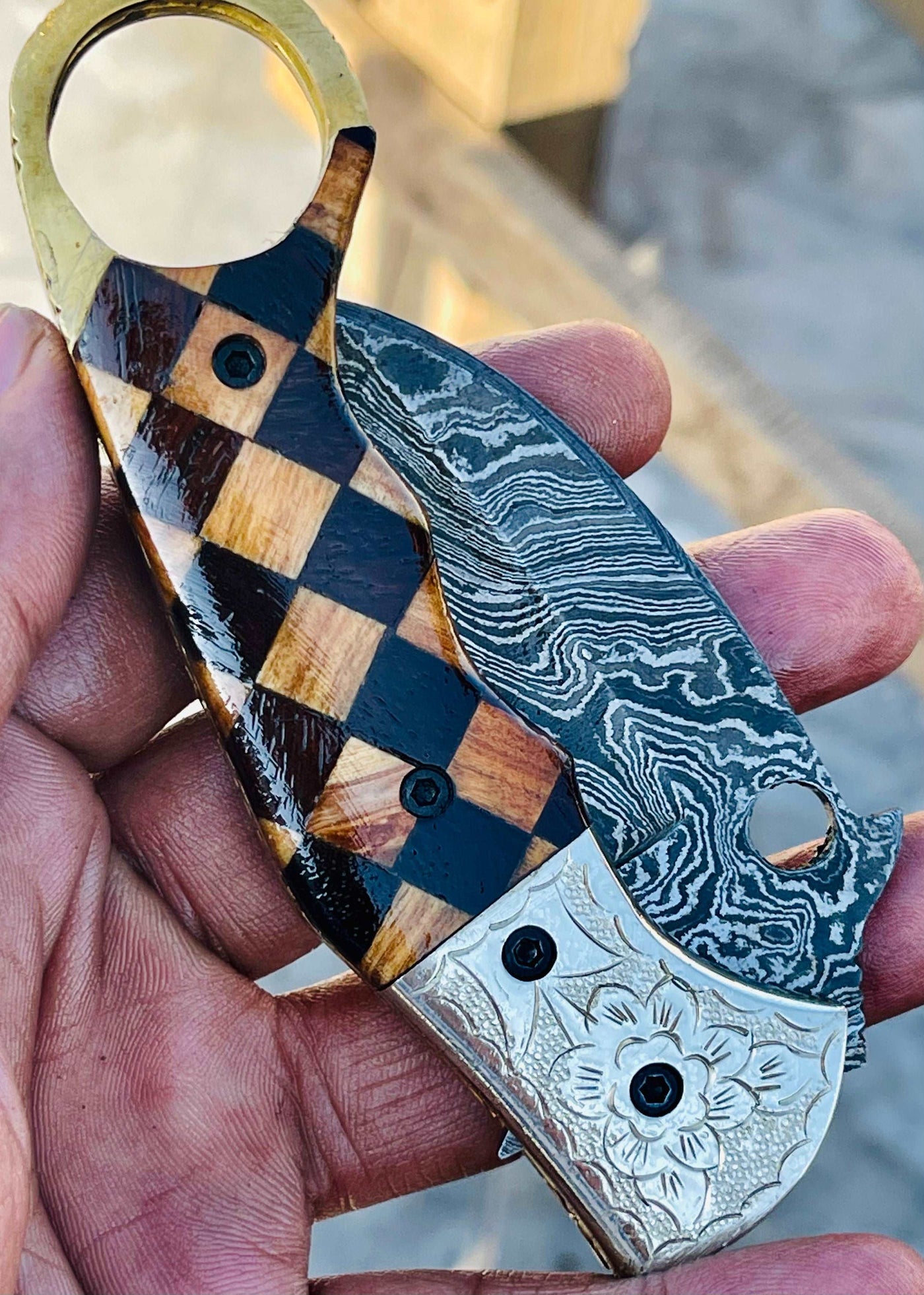 Christmas Gift Beautiful Custom Handmade Damascus Folding knife16 - Troy Blades