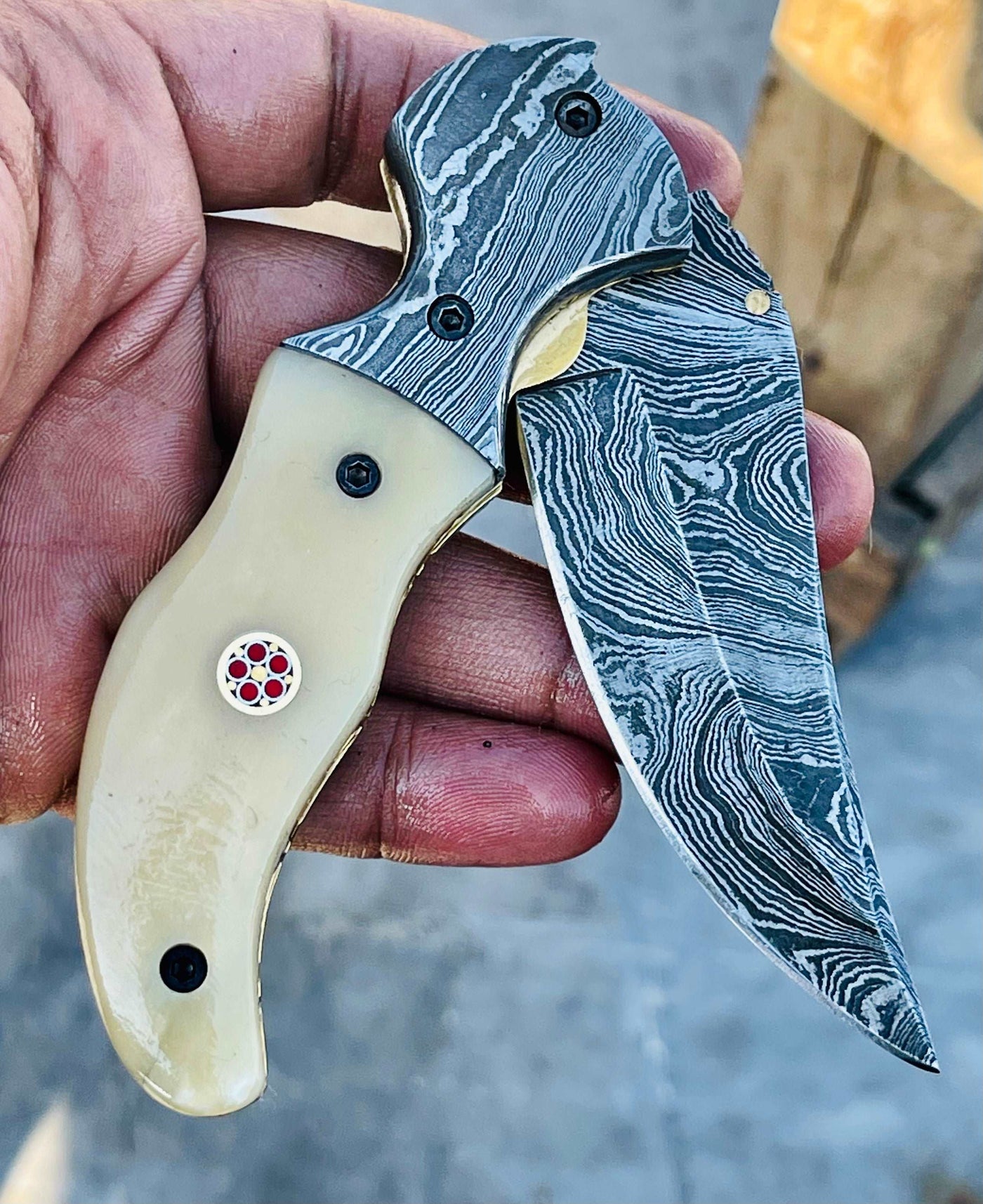 Christmas Gift Beautiful Custom Handmade Damascus Folding knife10 - Troy Blades