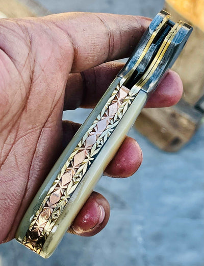 Christmas Gift Beautiful Custom Handmade Damascus Folding knife10 - Troy Blades