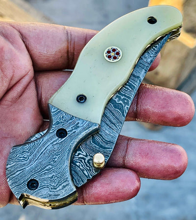 Christmas Gift Beautiful Custom Handmade Damascus Folding knife10 - Troy Blades