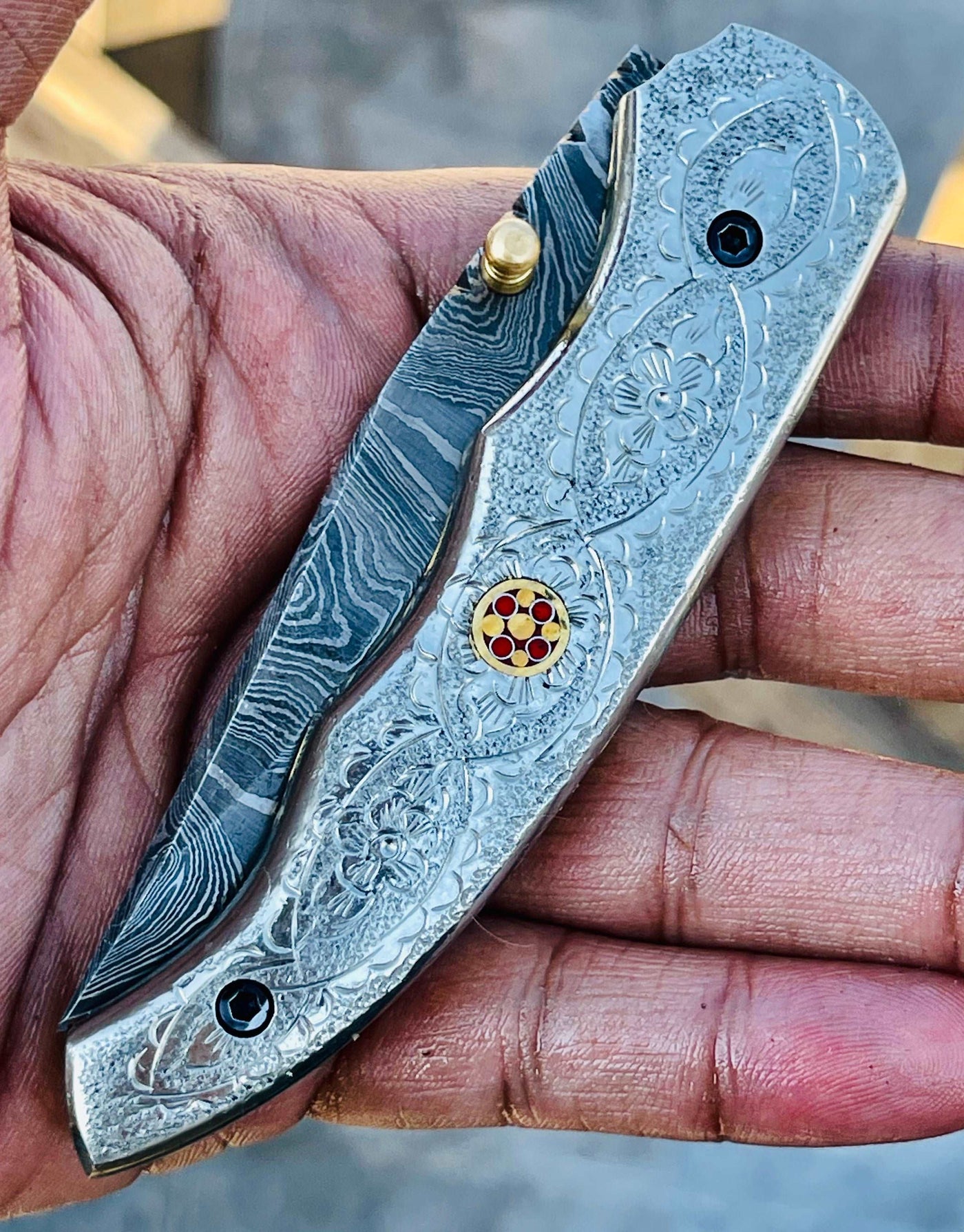 Christmas Gift Beautiful Custom Handmade Damascus Folding knife9 - Troy Blades