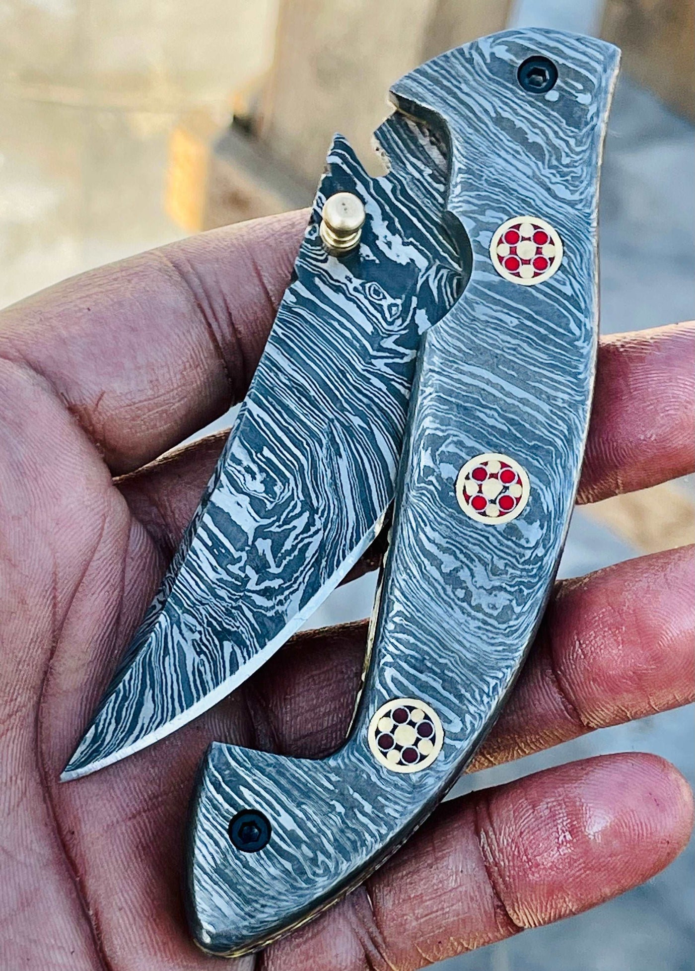 Christmas Gift Beautiful Custom Handmade Damascus Folding knife4 - Troy Blades