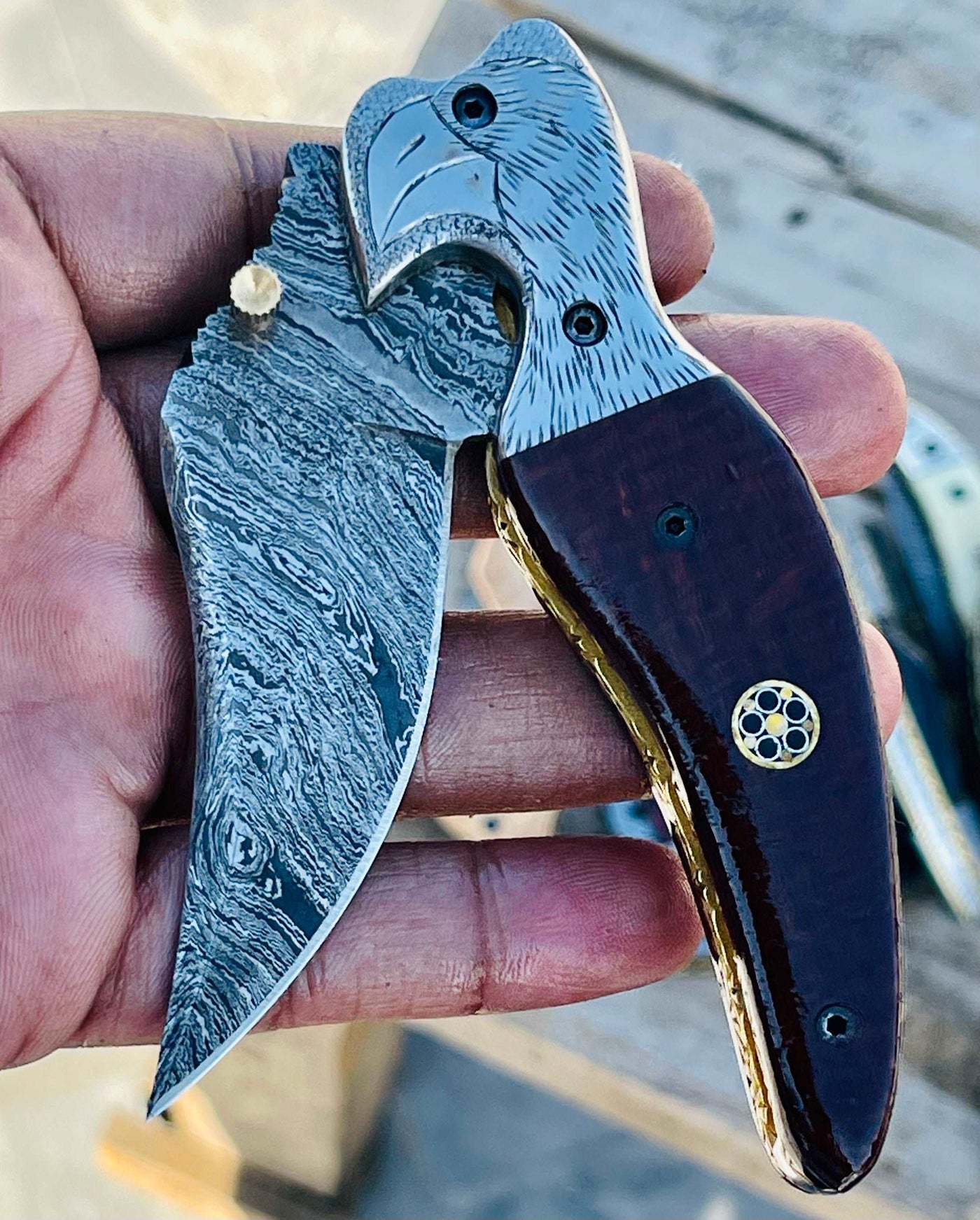 Christmas Gift Beautiful Custom Handmade Damascus Folding knife2 - Troy Blades