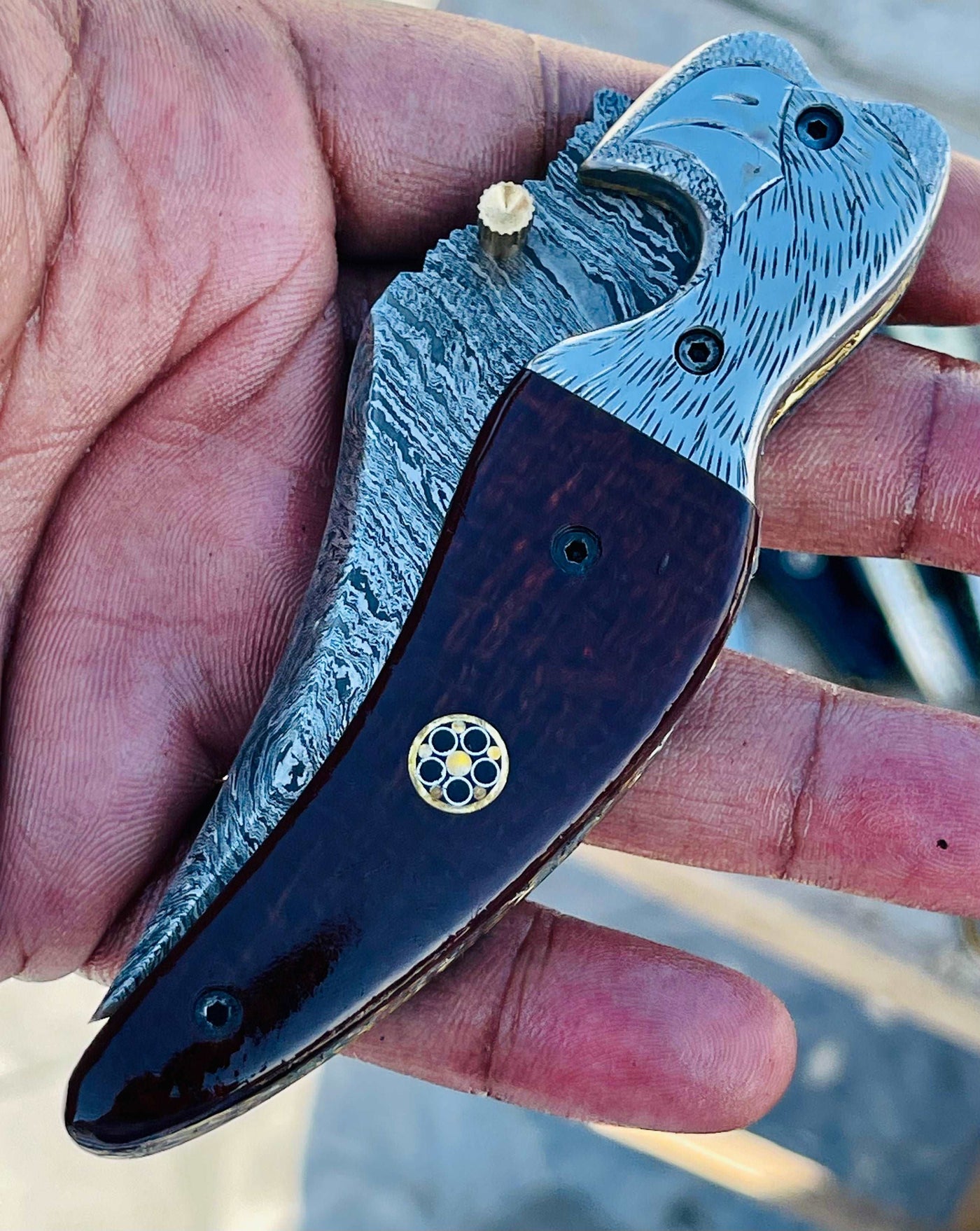 Christmas Gift Beautiful Custom Handmade Damascus Folding knife2 - Troy Blades