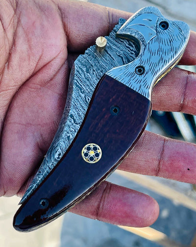 Christmas Gift Beautiful Custom Handmade Damascus Folding knife2 - Troy Blades