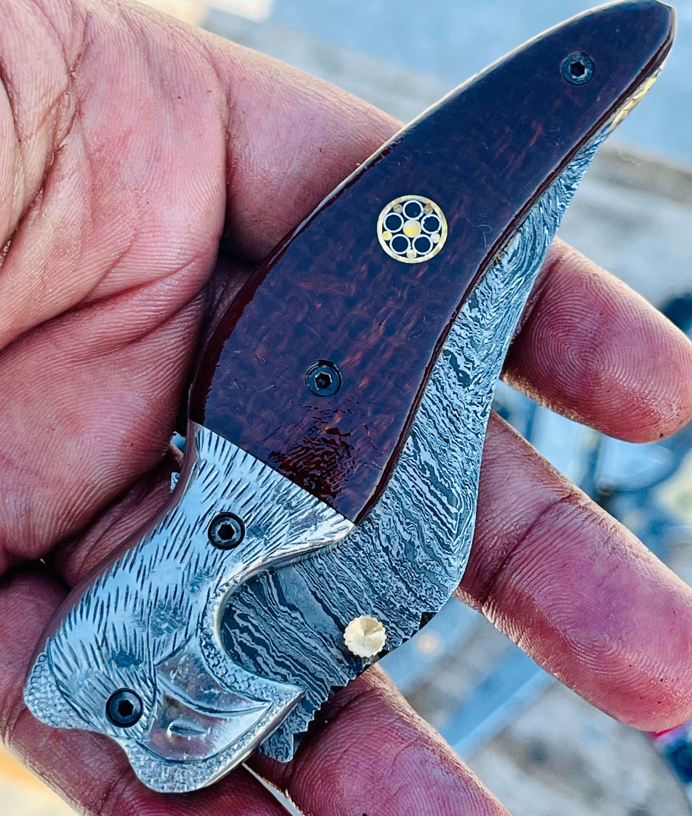 Christmas Gift Beautiful Custom Handmade Damascus Folding knife2 - Troy Blades