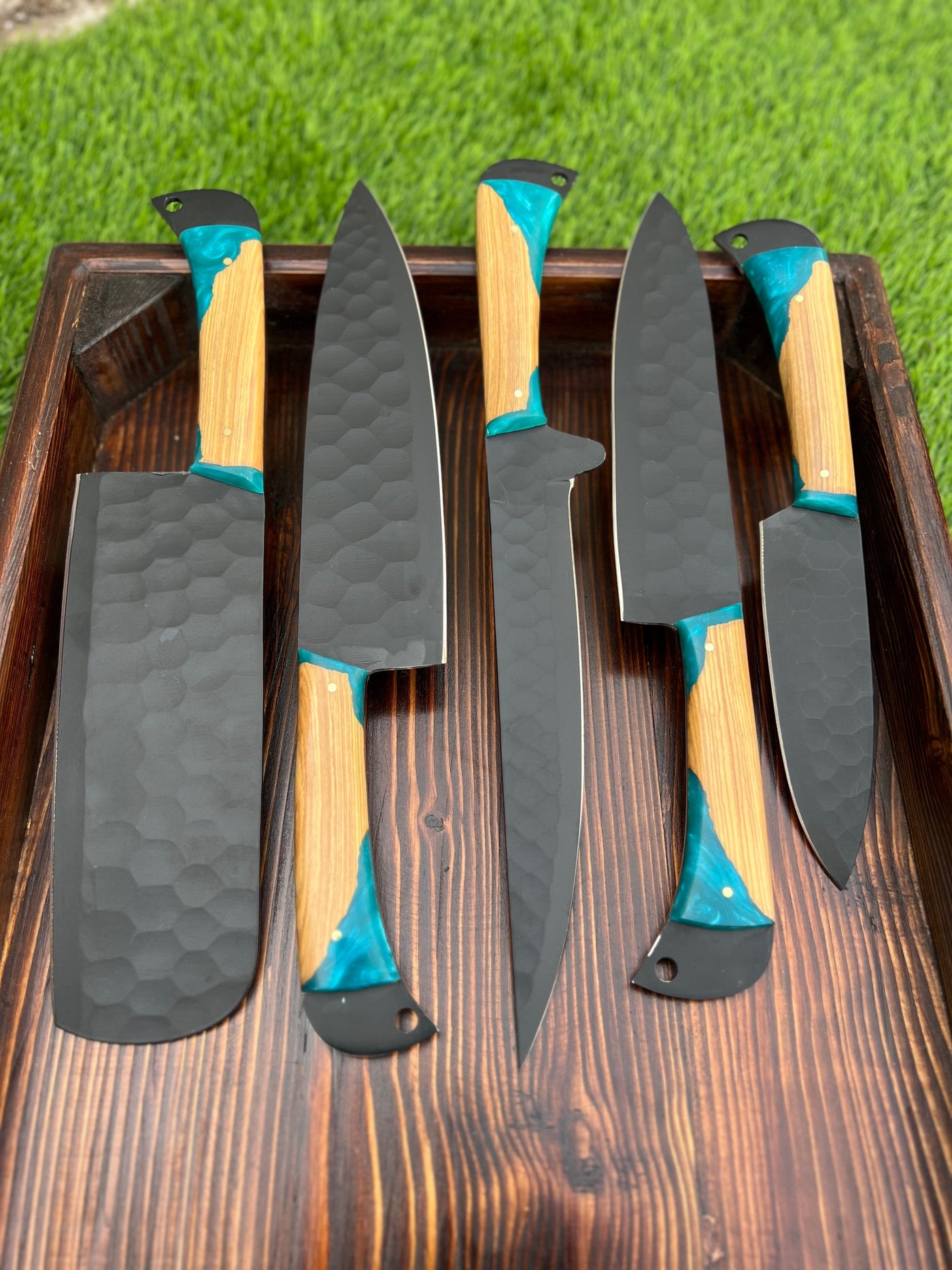 Valhalla BBQ/Kitchen Sets  | 5-Piece Set + Leather Roll - Troy Blades