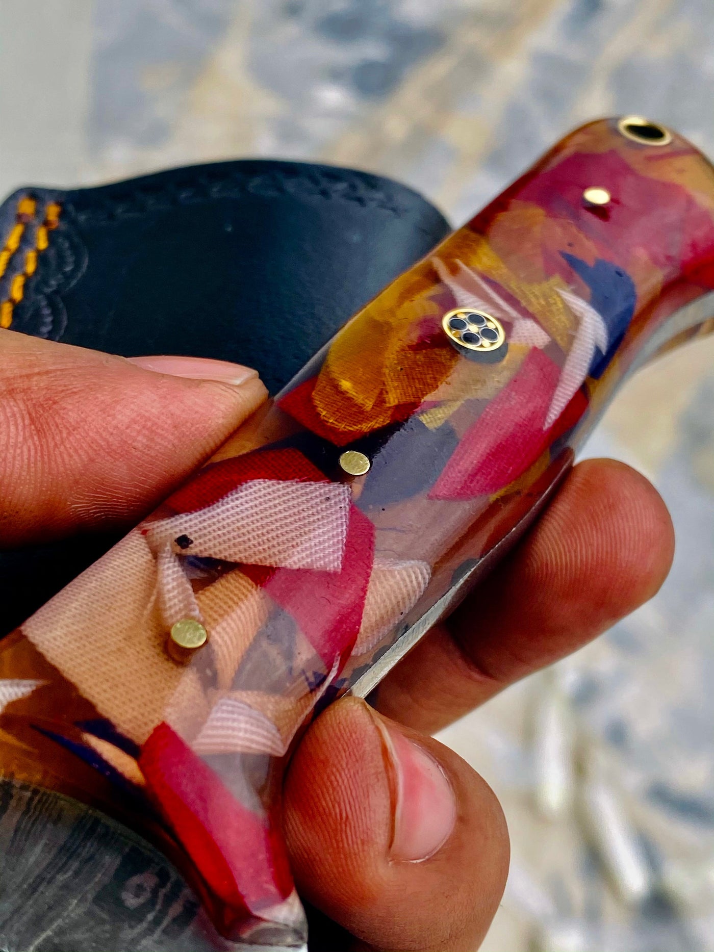 GIFT SERIES Custom Handmade Damascus Hunting skinning knife with Leather sheathe - Troy Blades