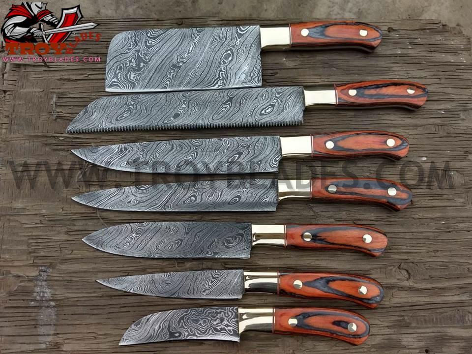 Beautiful Custom Handmade Damascus kitchen knives - Troy Blades
