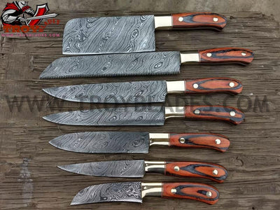 Beautiful Custom Handmade Damascus kitchen knives - Troy Blades