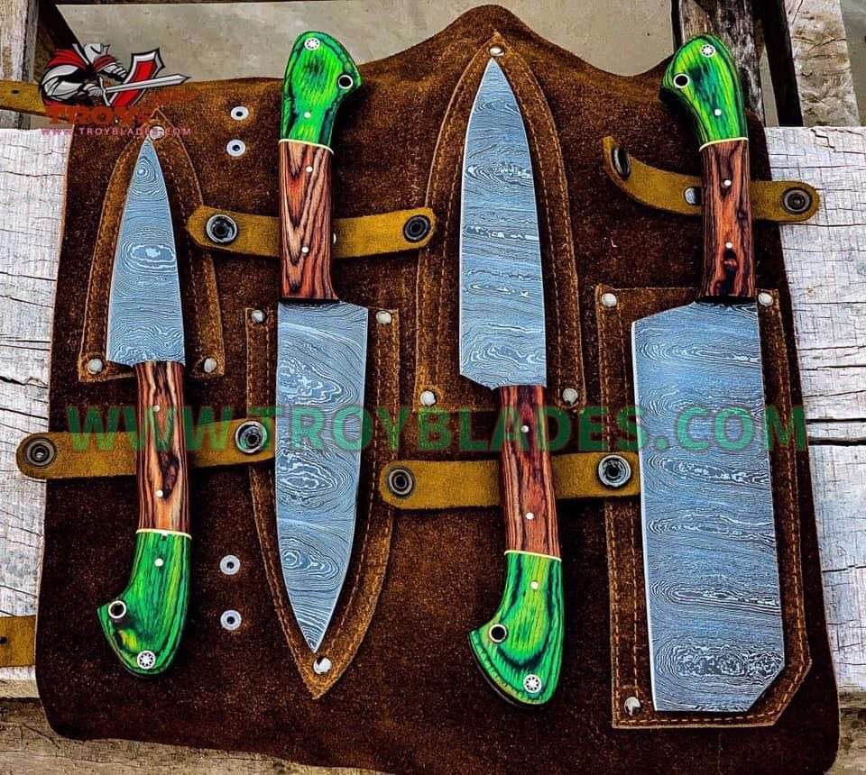 Beautiful Custom Handmade Damascus BBQ/kitchen knives - Troy Blades